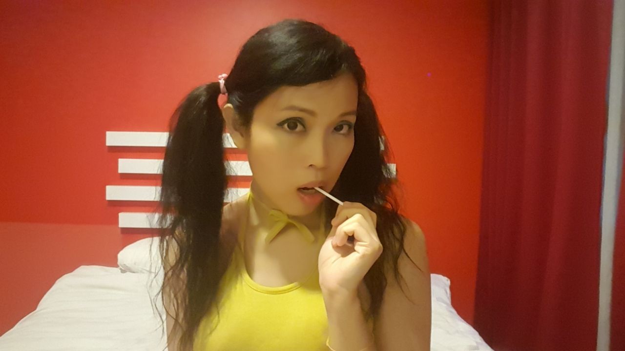  : Candy Girl eats sweets & Plays with herself (with ASMR)|