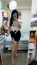 janicee : 熊貓配色,扣環黑色迷你裙black skirt and balloon
昨天拿到的白色氣球~