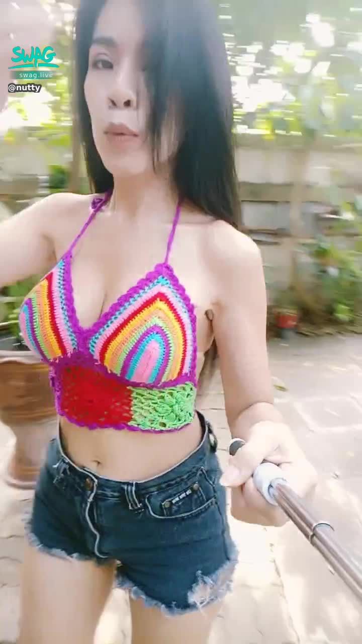 nutty : How do you think I'm wearing this dress🤔😁 #cute #Thai girls #real